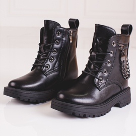 Botas negras de niña con cadena negro 2