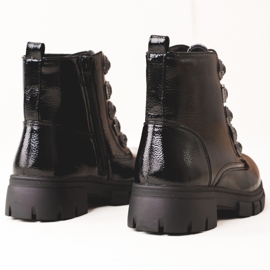 Botines negros con cordones y adornos para niña 3