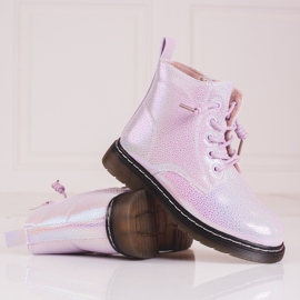 Botas brillo rosa niña rosado 2