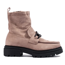 Botas plataforma mujer beige marrón 3