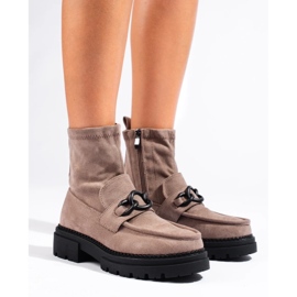 Botas plataforma mujer beige marrón 5