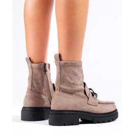 Botas plataforma mujer beige marrón 1