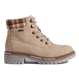 Botas de montaña Shelovet beige para mujer fabricadas en piel ecológica marrón 3