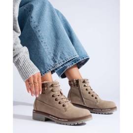 Botas de montaña Shelovet beige para mujer fabricadas en piel ecológica marrón 4