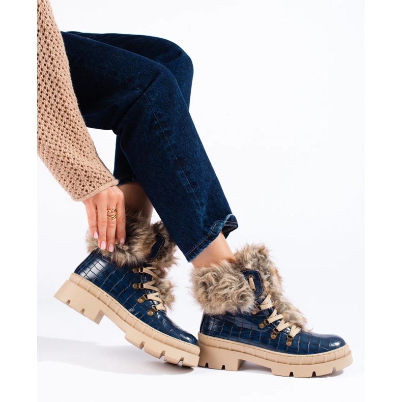 Goodin Botas de mujer azules con pelo. 1
