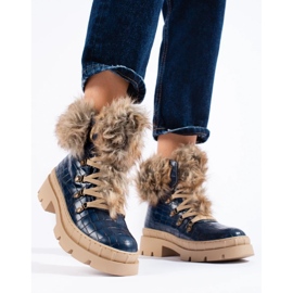 Goodin Botas de mujer azules con pelo. 3