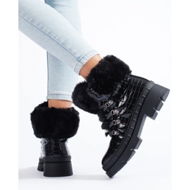 Botas de mujer negras con pelo. negro 1 Botas de mujer negras con pelo. negro 1