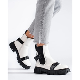 Botines Chelsea de mujer blancos con plataforma 3