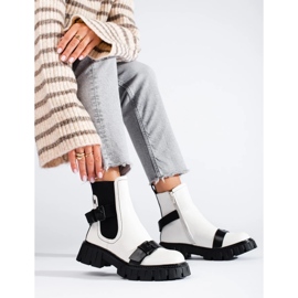 Botines Chelsea de mujer blancos con plataforma 4