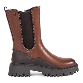 Botines Chelsea altos fabricados en ecopiel marrón 5