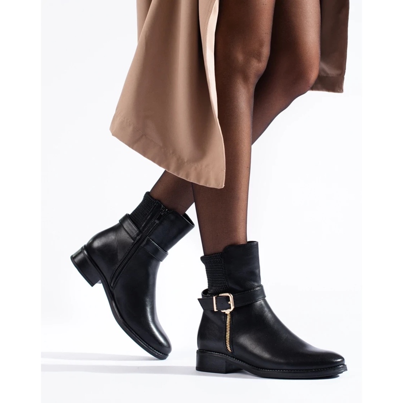 Botines planos de mujer negro 1