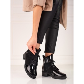 Elegantes botas con cordones Shelovet para mujer negro 3