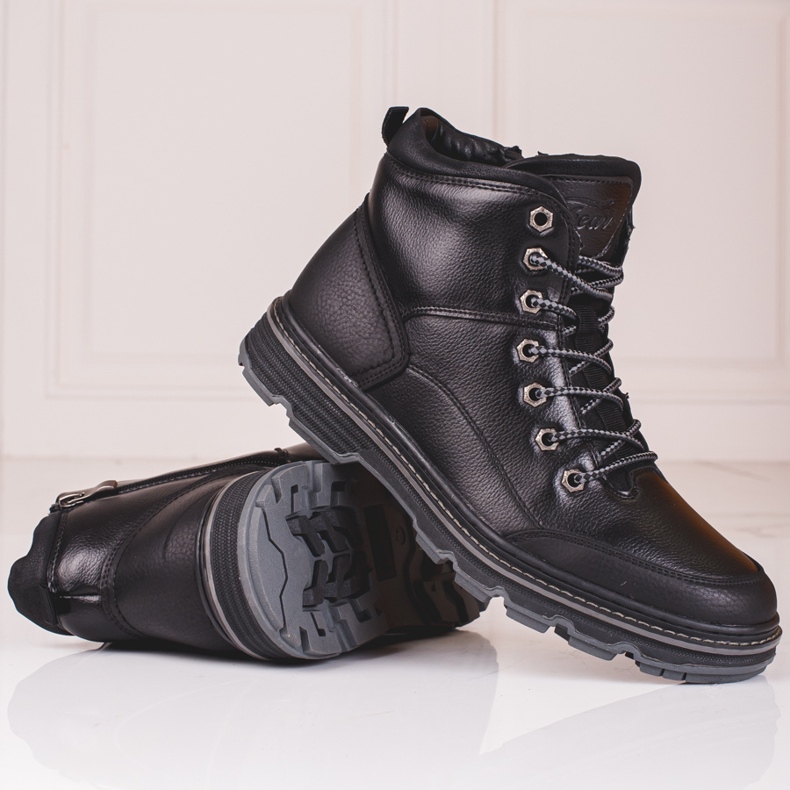 Botas negras con cordones para hombre. negro 2