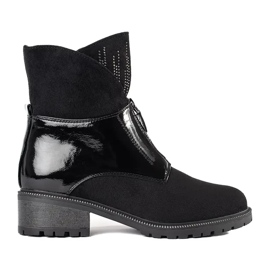 Botines mujer ante negro con cristales 1