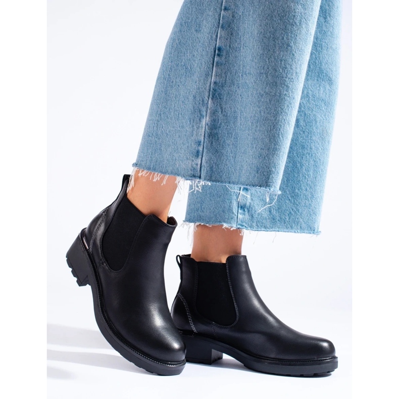 Botines Chelsea de mujer en ecopiel negro 1 Botines Chelsea de mujer en ecopiel negro 1