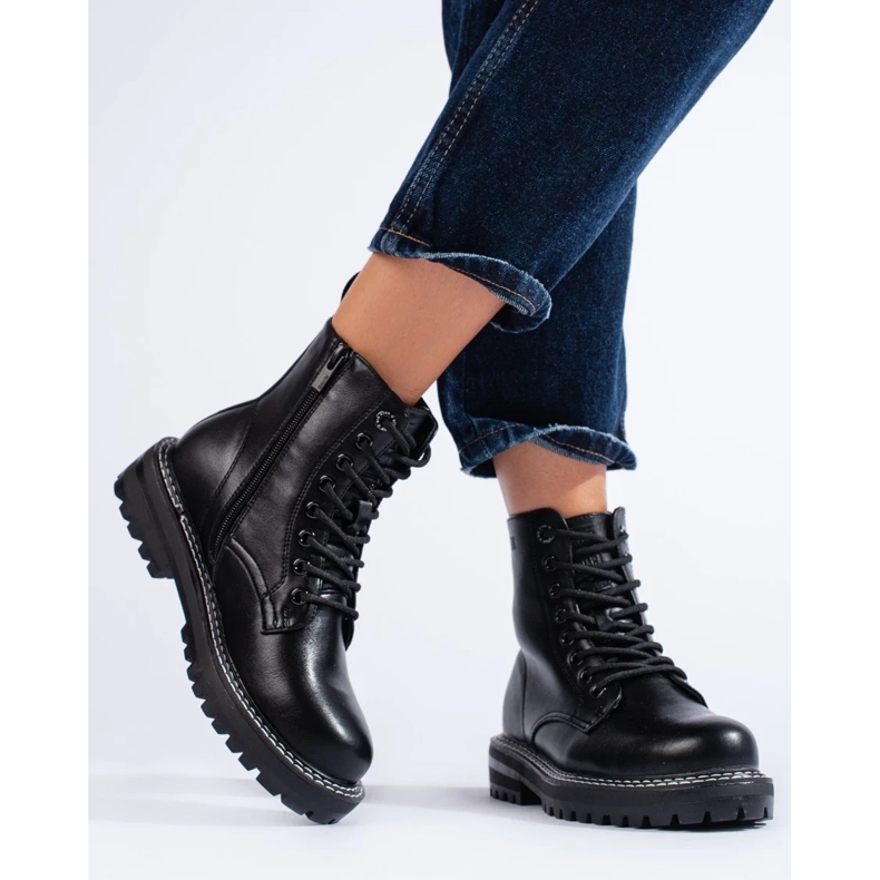Negro Botas con cordones de mujer Big Star KK274538 2