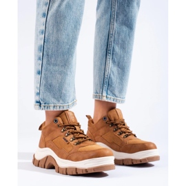 Zapatillas de mujer Big Star KK274362 con suela gruesa beige 2