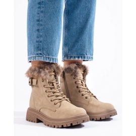 Botas de mujer con pelo. beige 3