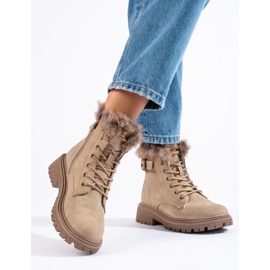 Botas de mujer con pelo. beige 4