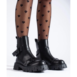 Botines Chelsea de mujer con plataforma negro 4