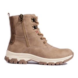 Botas de mujer con cordones y cremallera decorativa. marrón 3