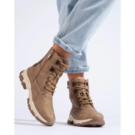 Botas de mujer con cordones y cremallera decorativa. marrón 4