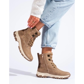 Botas de mujer con cordones y cremallera decorativa. marrón 1