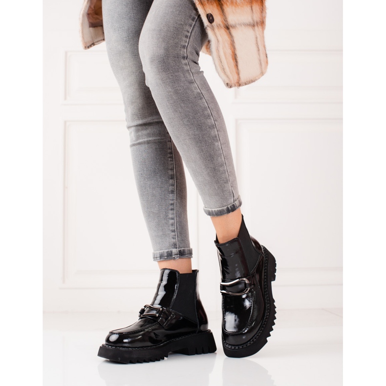 Botas plataforma mujer piel negro 2