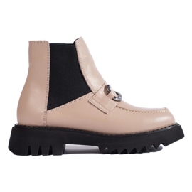 Botas plataforma mujer piel beige 2