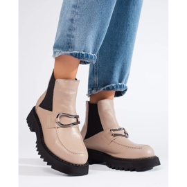 Botas plataforma mujer piel beige 3