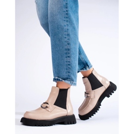 Botas plataforma mujer piel beige 4