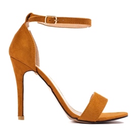 Sandalias de mujer Shelovet mostaza con alfiler marrón 3