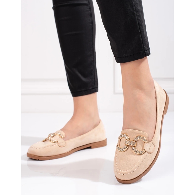 Mocasines mujer ante beige 2