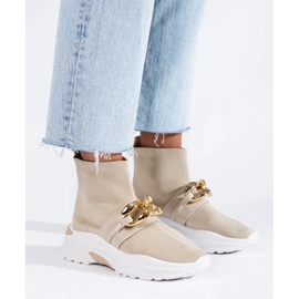 Zapatillas de mujer Shelovet con calcetín beige. 4