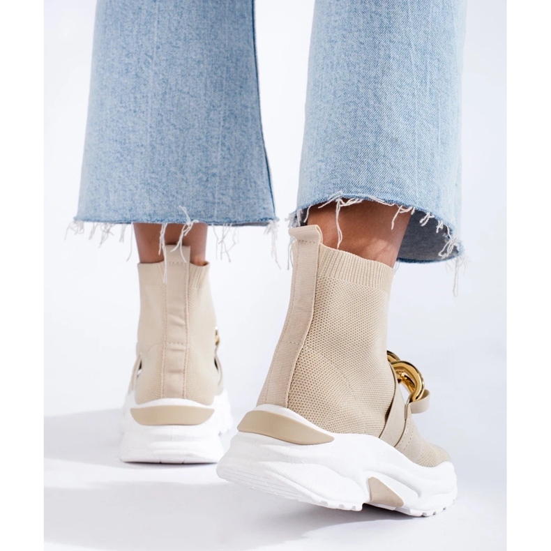 Zapatillas de mujer Shelovet con calcetín beige. 1