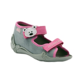 Pantuflas, Sandalias velcro, Befado 242p073 rosado gris blanco 1