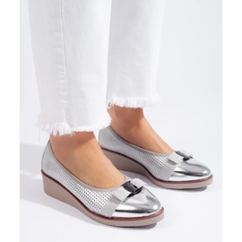 W. Potocki Zapatos de salón de mujer Potocki calados plateados plata 3