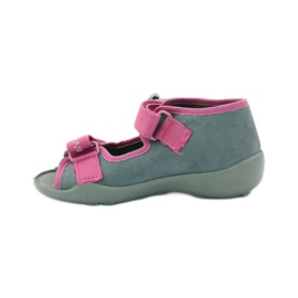 Pantuflas, Sandalias velcro, Befado 242p073 rosado gris blanco 2