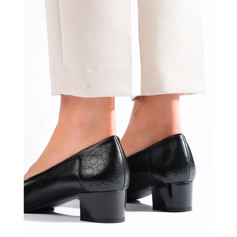 W. Potocki Zapatos de salón de mujer con tacón bajo Potocki negros 1