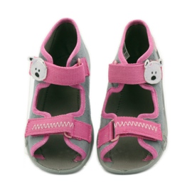 Pantuflas, Sandalias velcro, Befado 242p073 rosa gris blanco 4