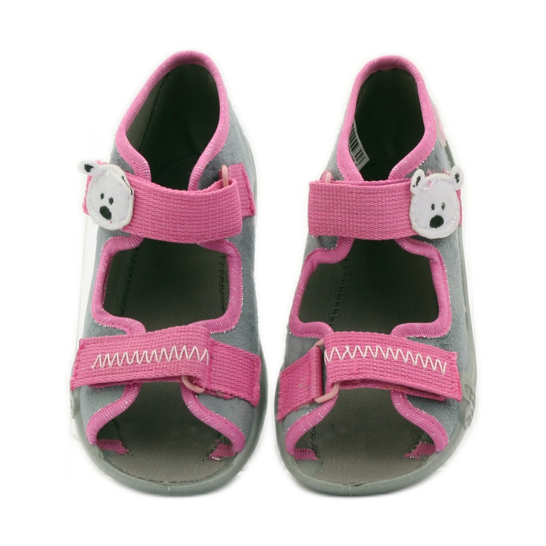 Pantuflas, Sandalias velcro, Befado 242p073 rosa gris blanco 4