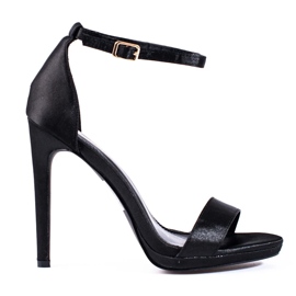 Sandalias clásicas de mujer Shelovet negras con tacón alto negro 4