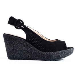 Sandalias cuña mujer Shelovet negras negro 1