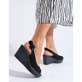 Sandalias cuña mujer Shelovet negras negro 3