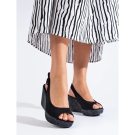 Sandalias cuña mujer Shelovet negras negro 4