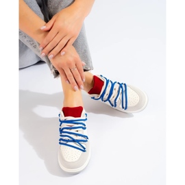 Deportivas Shelovet con cordones azules blanco 3