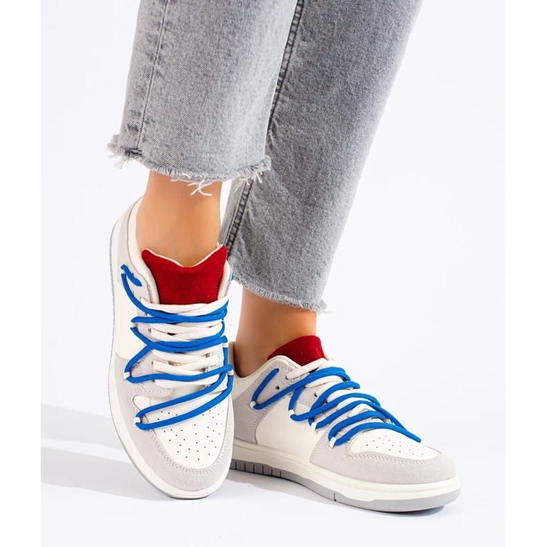 Deportivas Shelovet con cordones azules blanco 2