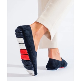 Mocasines slip-on mujer Shelovet calados azul marino 4