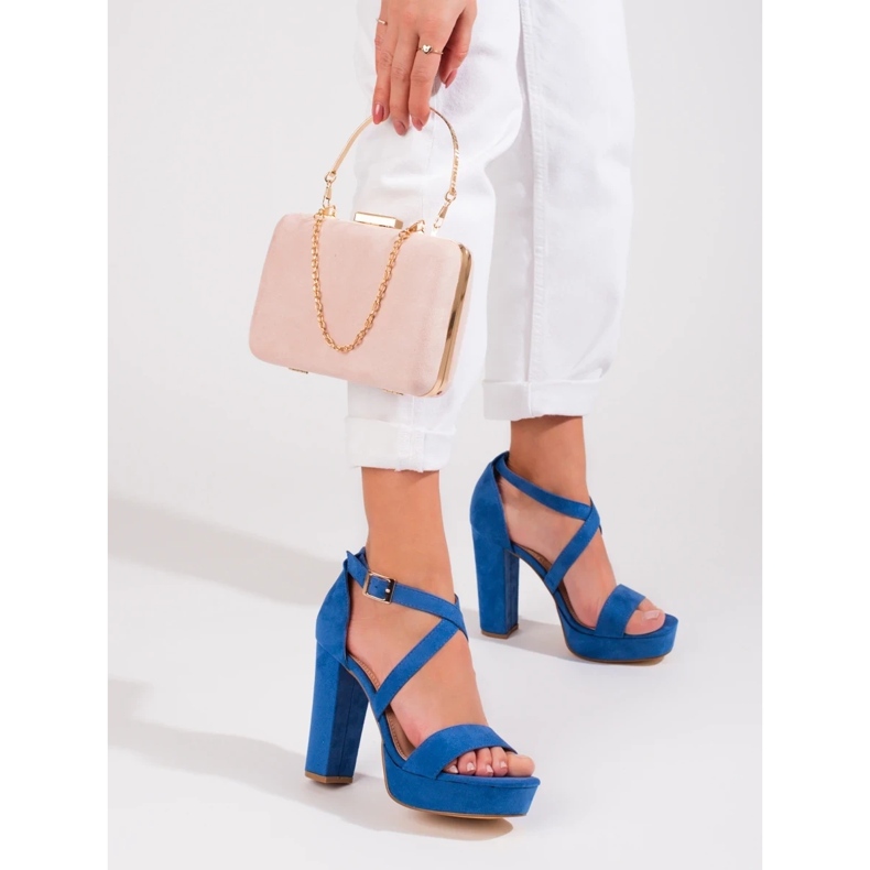 Sandalias tacón Shelovet azul 2