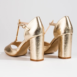 Sandalias de mujer Shelovet clásicas doradas con tacón alto dorado 5